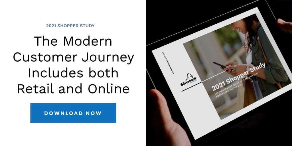 screen with the modern customer journey on screen with download now button