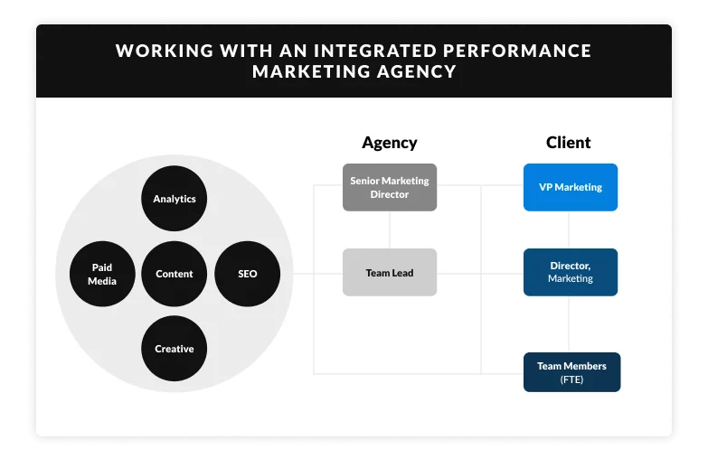 digital marketing team structure working with an integrated performance marketing agency